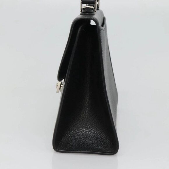 Burberrys Hand Bag Leather Black Silver Auth BA3309 - Picture 4 of 16